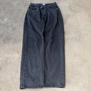 Princess Polly Wide Leg Jeans Faded Black Button Fly High Waist Size 2